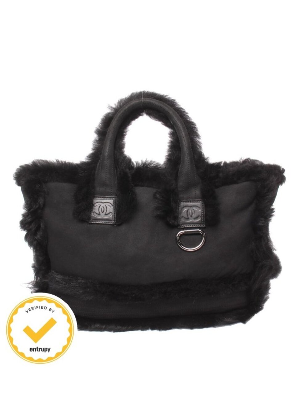 Chanel Tote Bag Silver Shearling
